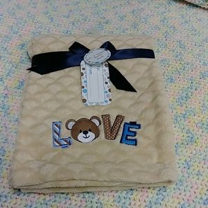Zak & Zoey Teddy Bear Love Plush Baby Blanket